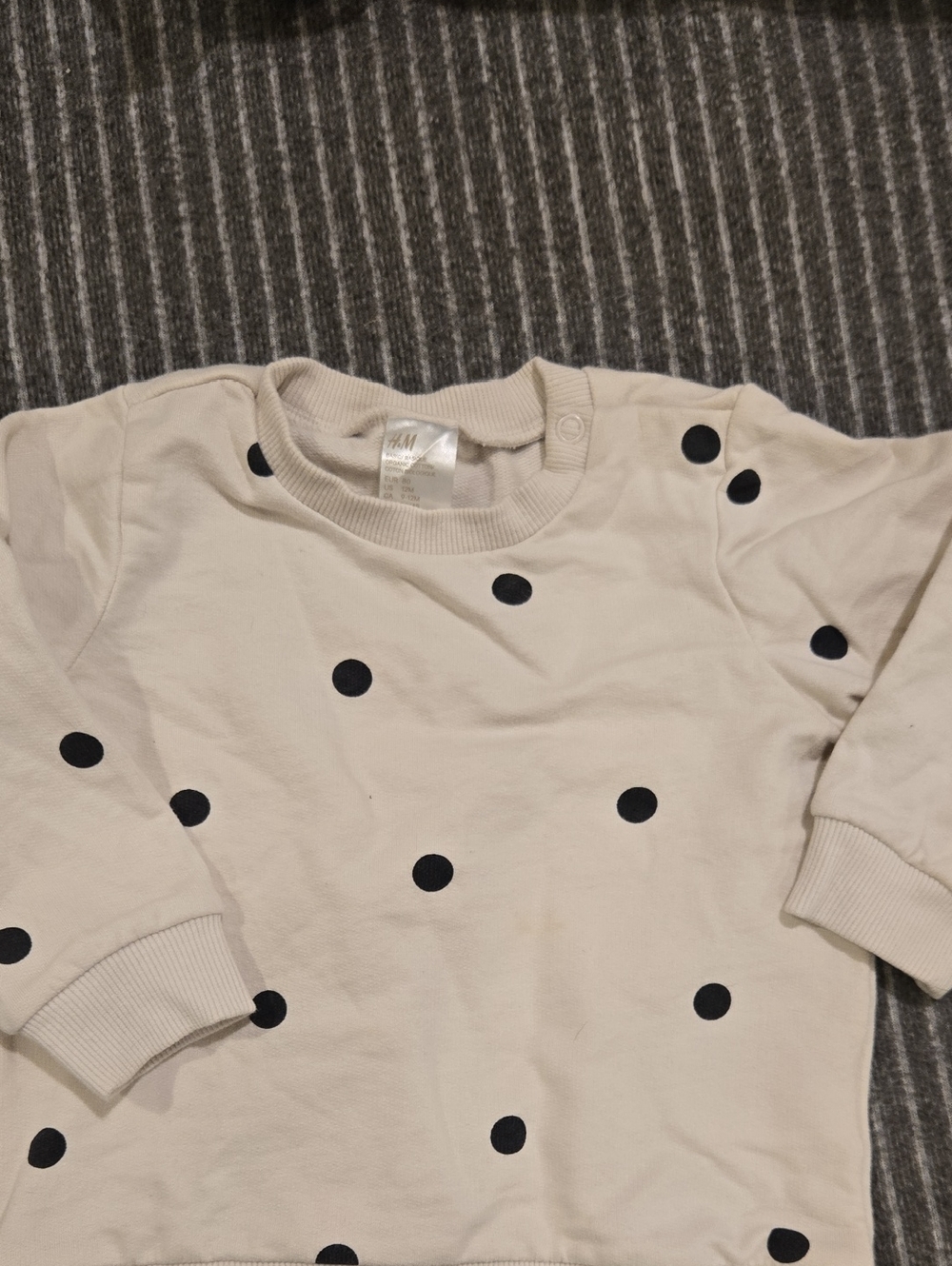 H&M Cream Top with Black Polka Dots - Long Sleeve Kids Tee
